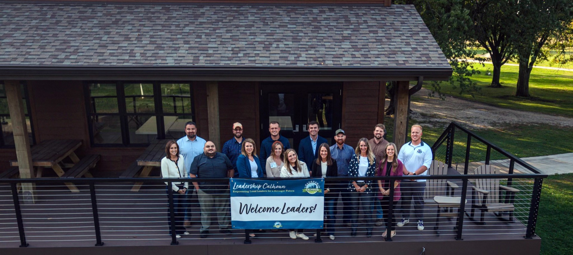 Leadership Calhoun 2025/26 cohorts with Welcome Leaders sign.