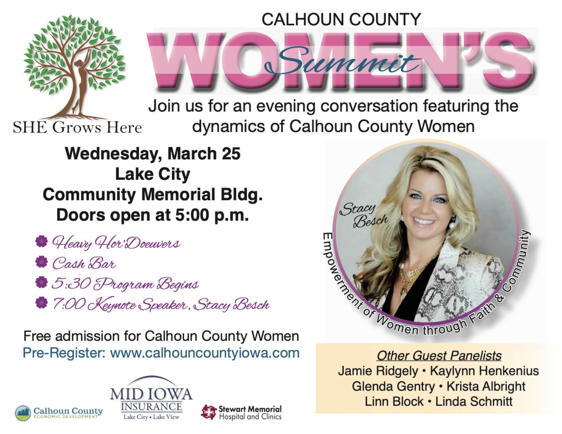 Join us for an evening conversation featuring the dynamics of Calhoun County women.